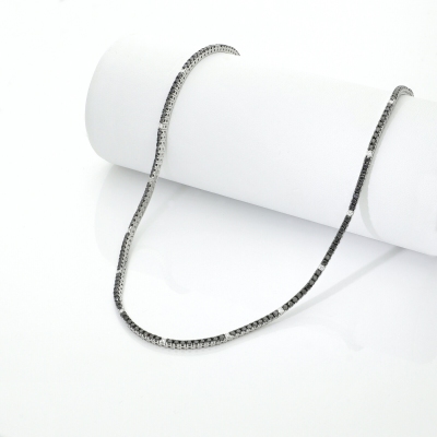 Black diamond tennis necklace in 18kt white gold