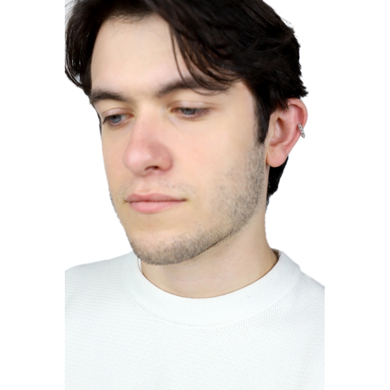 Decorative studs cuff earring in 18kt white gold