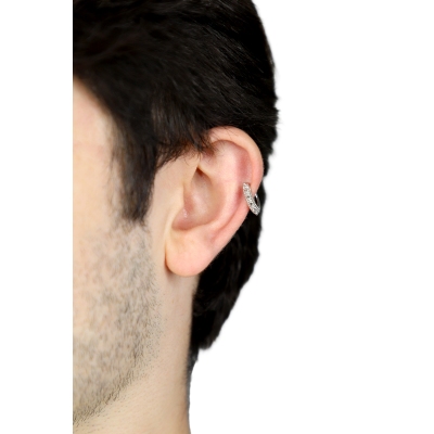 Decorative studs cuff earring in 18kt white gold