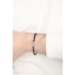 Nautical knot black rope bracelet in 18kt white gold 2