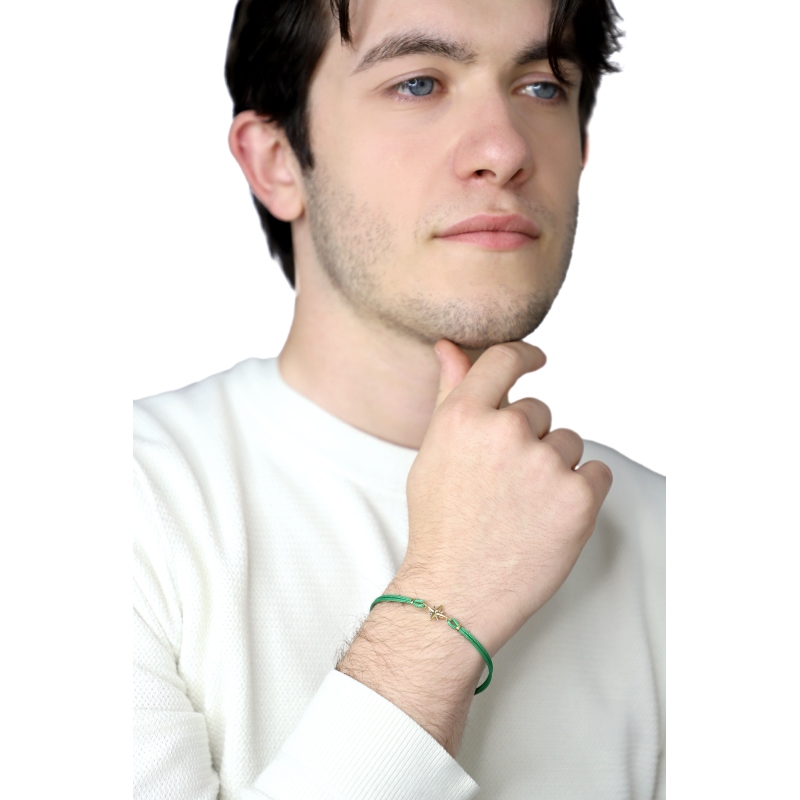 Compass rose 18kt gold rope bracelet