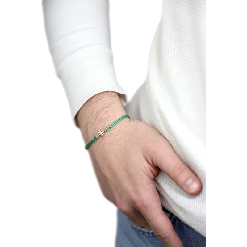 Compass rose 18kt gold rope bracelet