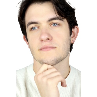 Diamond U-Shaped gold hoop single earring 