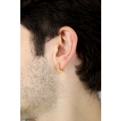 Single U hoop with diamonds in 18kt yellow gold 2