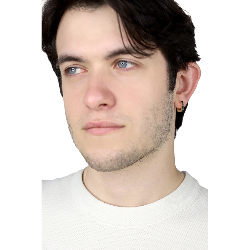 U hoop single earring with black diamonds  U hoop single earring with black diamonds