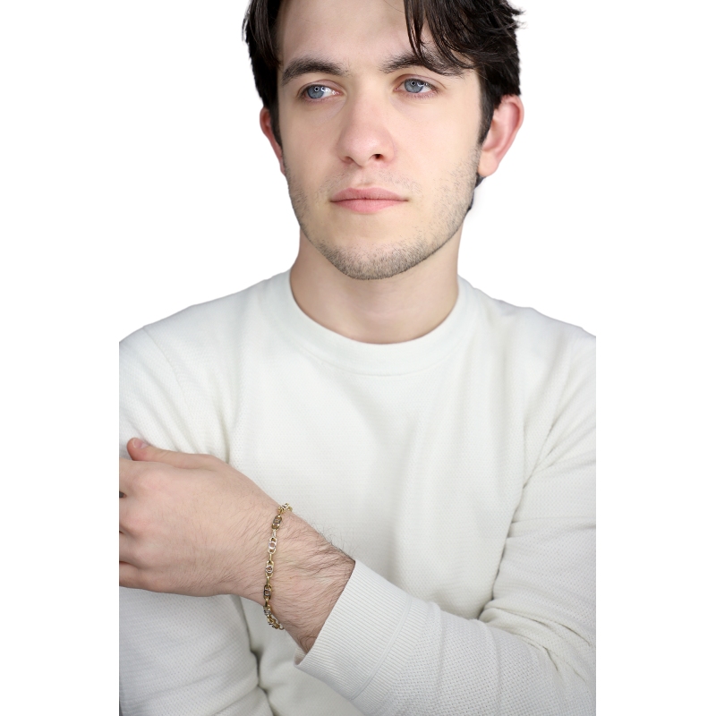 Modern two-tone 18kt gold link chain bracelet