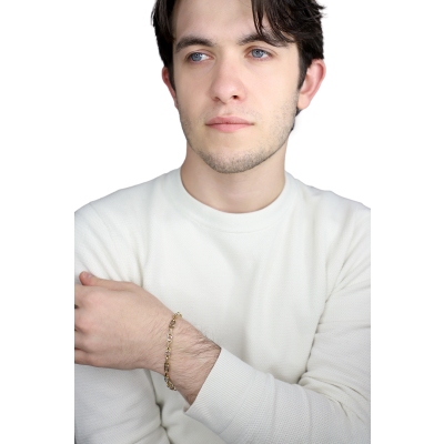 Modern two-tone 18kt gold link chain bracelet