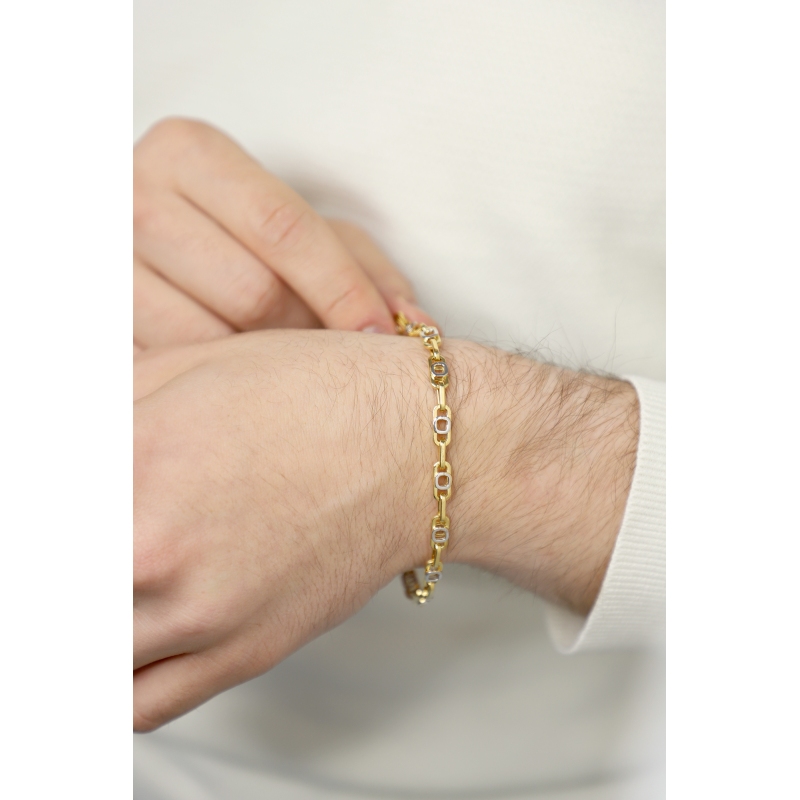 Modern two-tone 18kt gold link chain bracelet