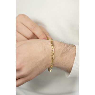 Modern two-tone 18kt gold link chain bracelet