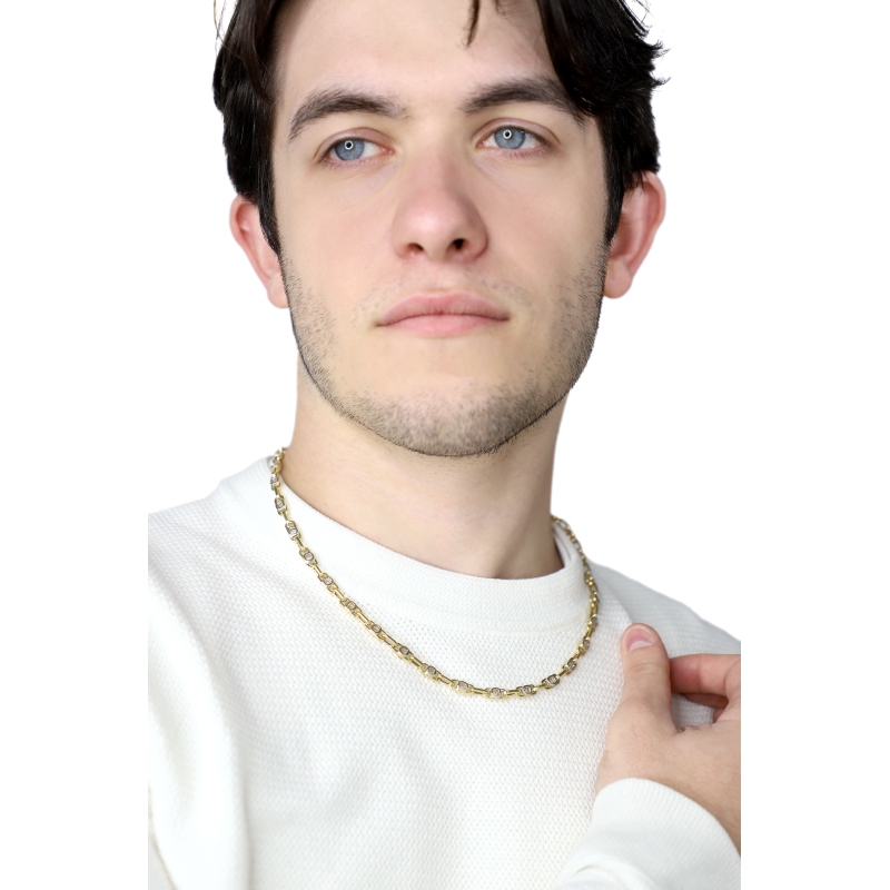 Modern two-tone 18kt gold link chain necklace