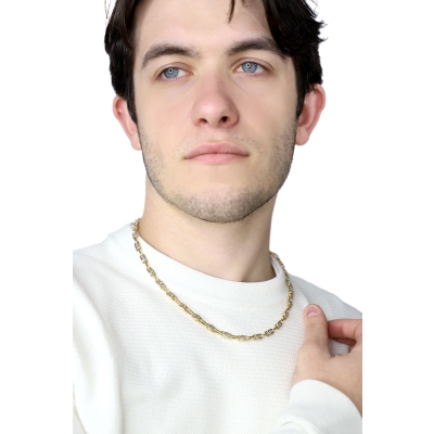 Modern two-tone 18kt gold link chain necklace