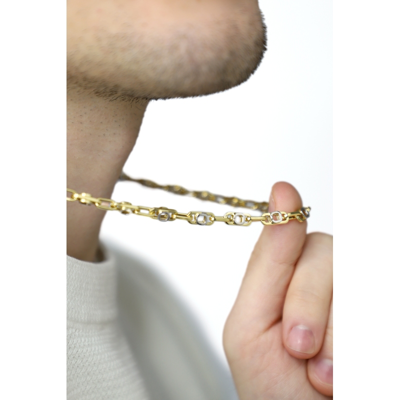 Modern two-tone 18kt gold link chain necklace