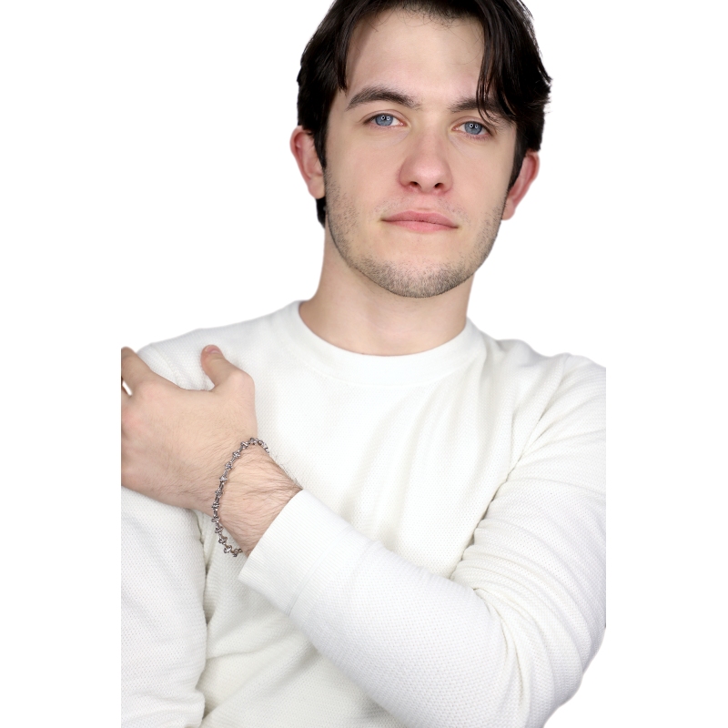 Chain-link geometric bracelet in 18kt white gold