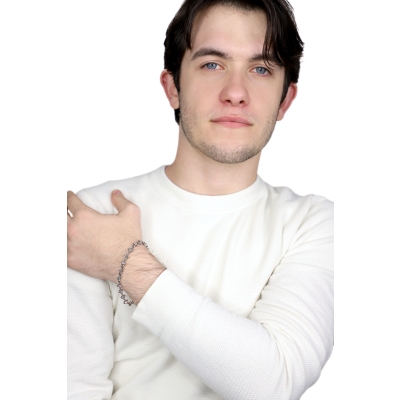 Chain-link geometric bracelet in 18kt white gold