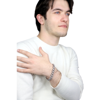 Diamonds iced out chain in white gold 18k