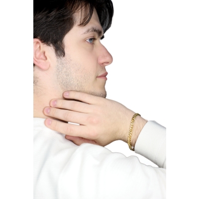 Flat link bracelet in 18kt yellow gold