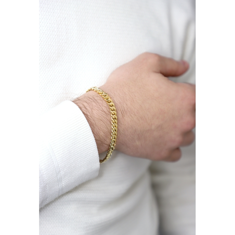 Flat link bracelet in 18kt yellow gold