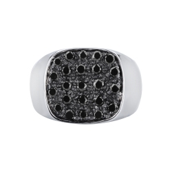 Pinky ring in 18k white gold with black diamonds pavé 2