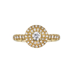 Round diamond pavè ring in 18kt yellow gold 2