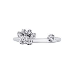 Diamond pavé paw print ring in 18kt white gold 2