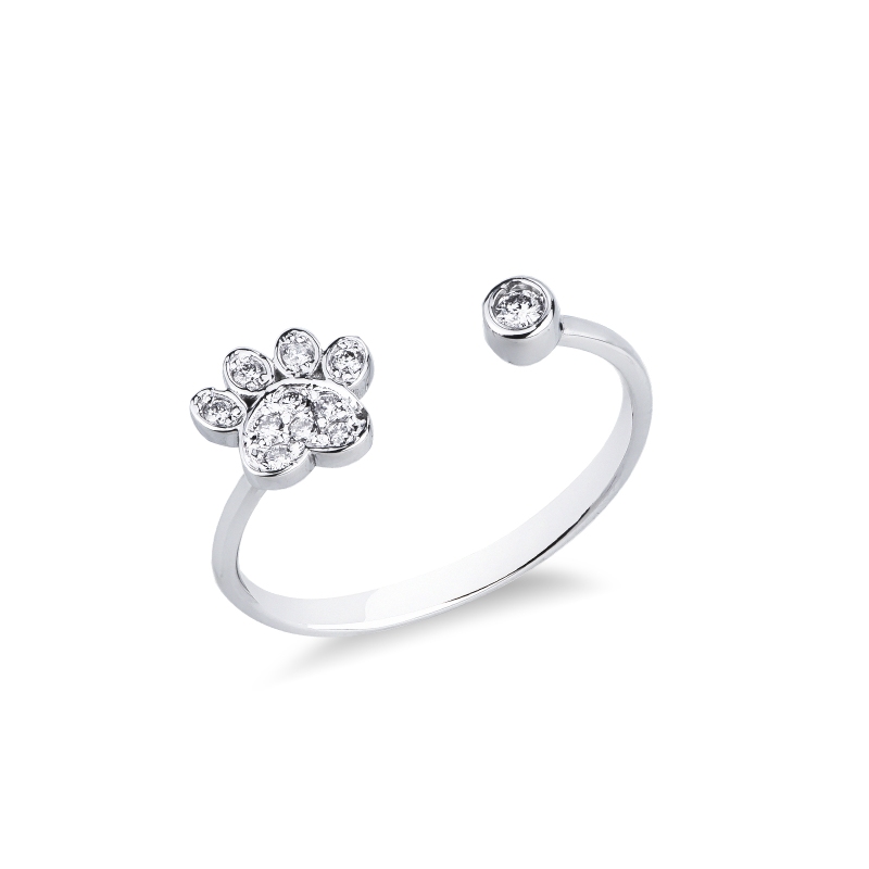 Diamond pavé paw print ring in 18kt white gold Diamond pavé paw print ring in 18kt white gold