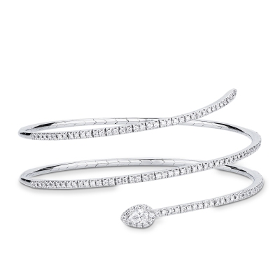 Spring diamonds bracelet snake in 18k white gold