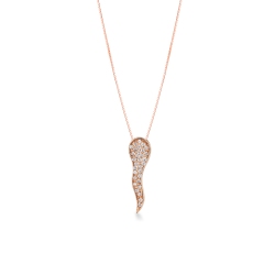 18k rose gold necklace with diamond horn pendant