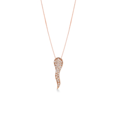 18k rose gold necklace with diamond horn pendant