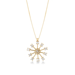 Necklace in yellow gold 18k with diamond firework pendant