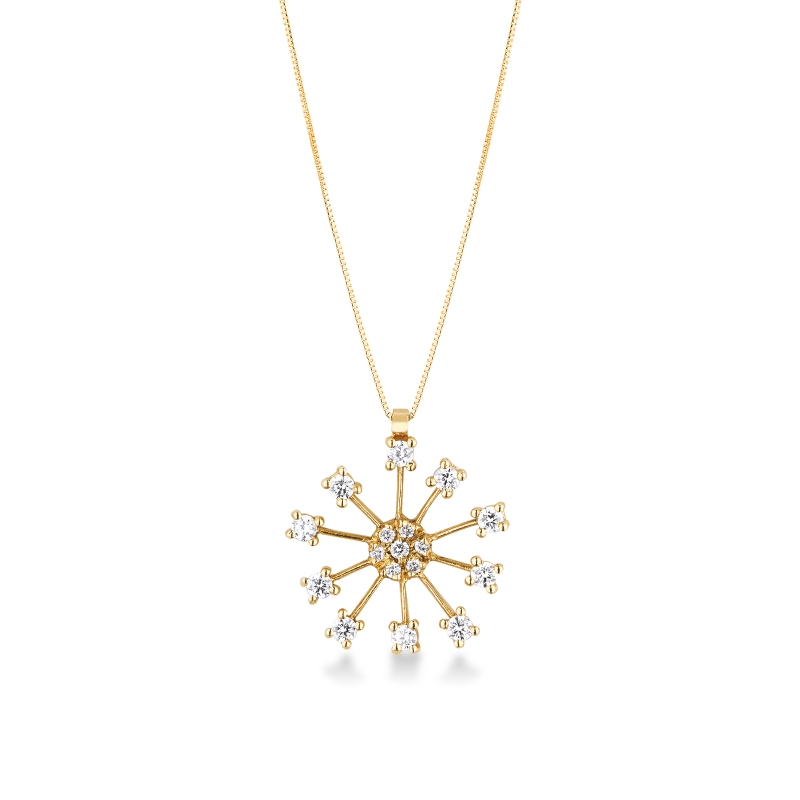 Necklace in yellow gold 18k with diamond firework pendant Necklace in yellow gold 18k with diamond firework pendant