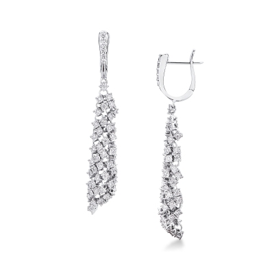 Elegant drop earrings white gold 18k with diamonds