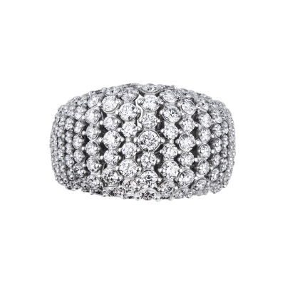 Soft link diamond pavé dome ring in 18kt white gold