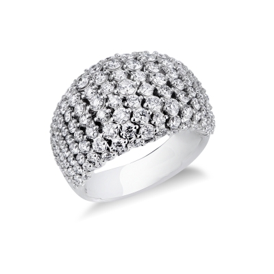 Soft link diamond pavé dome ring in 18kt white gold