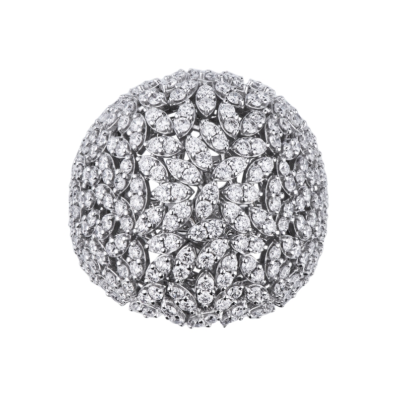 Cocktail diamond dome ring in 18kt white gold Cocktail diamond dome ring in 18kt white gold