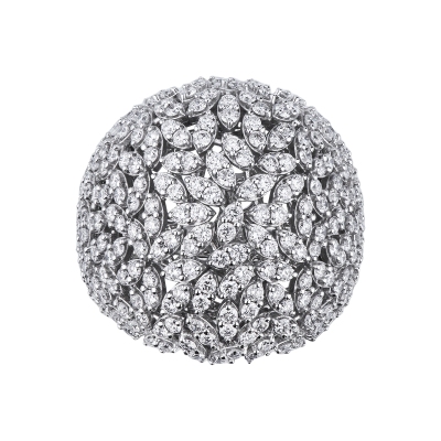 Cocktail diamond dome ring in 18kt white gold