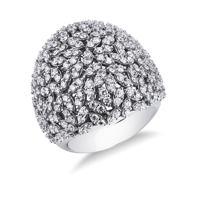 Cocktail diamond dome ring in 18kt white gold Cocktail diamond dome ring in 18kt white gold