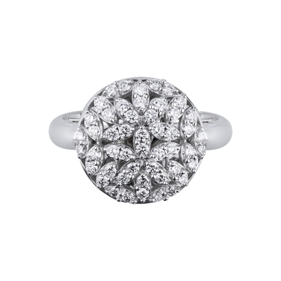 Geometric-design diamond ring in 18kt white gold