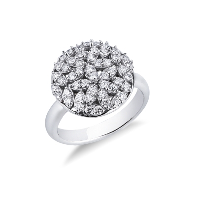 Geometric-design diamond ring in 18kt white gold