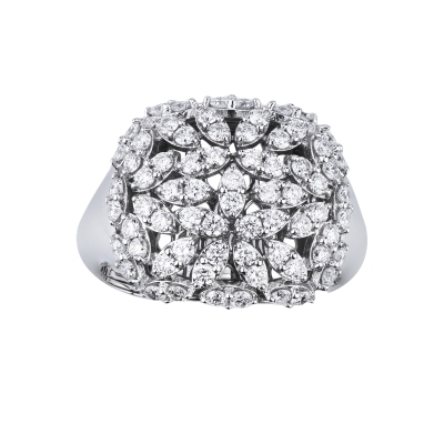 White diamond pavé ring in 18kt white gold