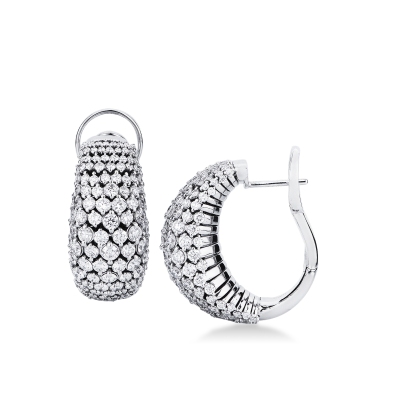 Diamond pavé latch back hoop earrings in 18kt white gold