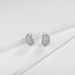 Diamond latch back hoop earrings in 18kt white gold 2