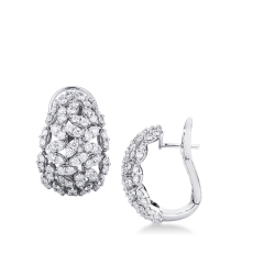 Diamond latch back hoop earrings in 18kt white gold