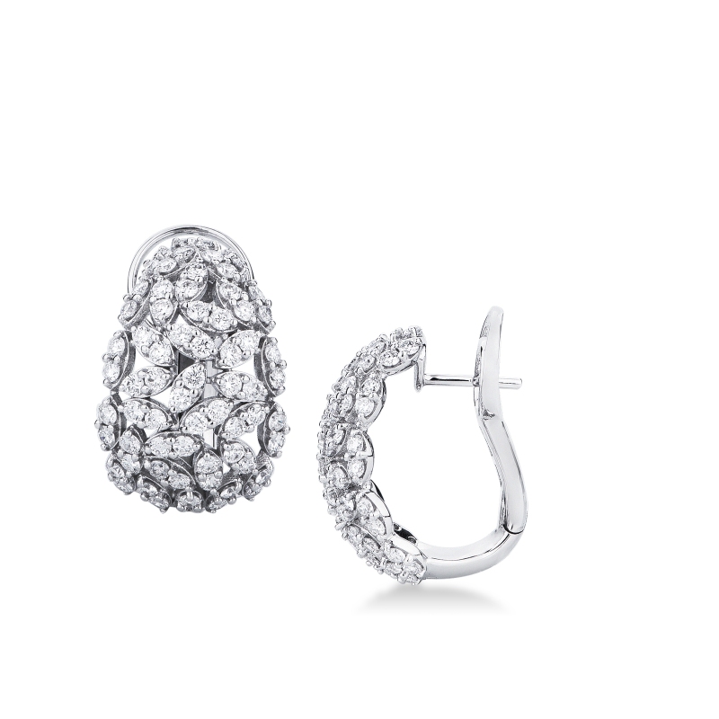 Diamond latch back hoop earrings in 18kt white gold Diamond latch back hoop earrings in 18kt white gold