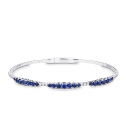 Bangle in 18k white gold with blue sapphires and diamonds