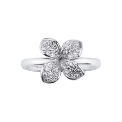 Modern flower pavè diamond ring in 18kt white gold  2