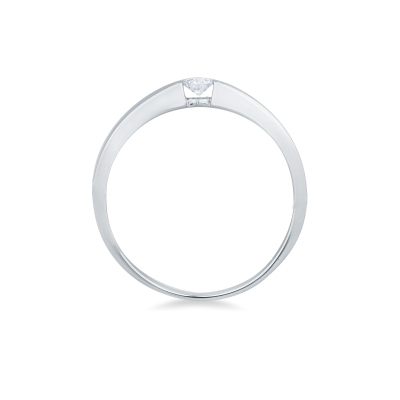 Solitaire ring tension setting in 18k white gold with a 0,10 ct diamond