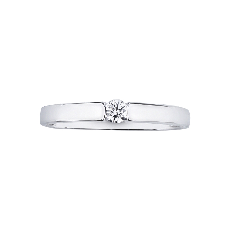 Solitaire ring tension setting in 18k white gold with a 0,10 ct diamond Solitaire ring tension setting in 18k white gold with a 0,10 ct diamond