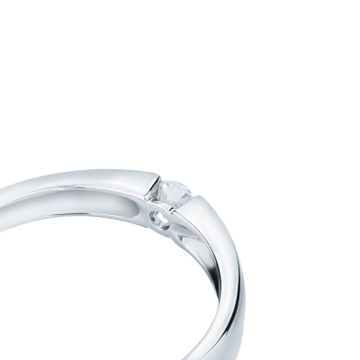 Tension setting white gold ring 0.15 ct diamond