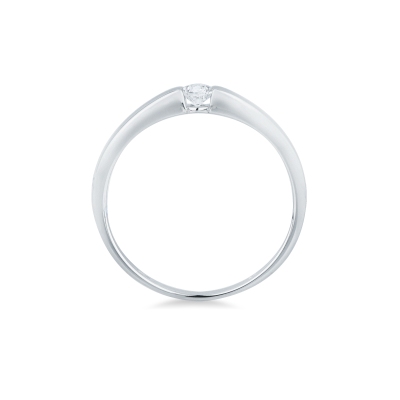 Tension setting white gold ring 0.15 ct diamond