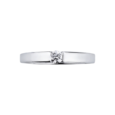 Tension setting white gold ring 0.15 ct diamond